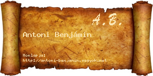 Antoni Benjámin névjegykártya
