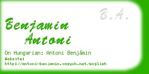 benjamin antoni business card